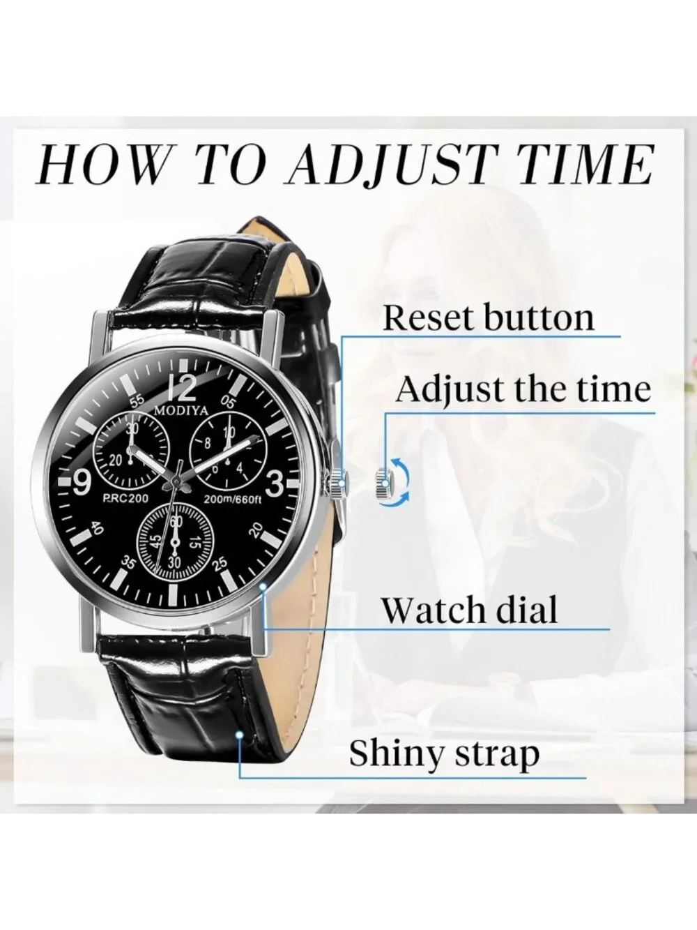 Stylish 6-Piece Men's Chronograph Watch Set - Quartz Leather Strap Gift Box